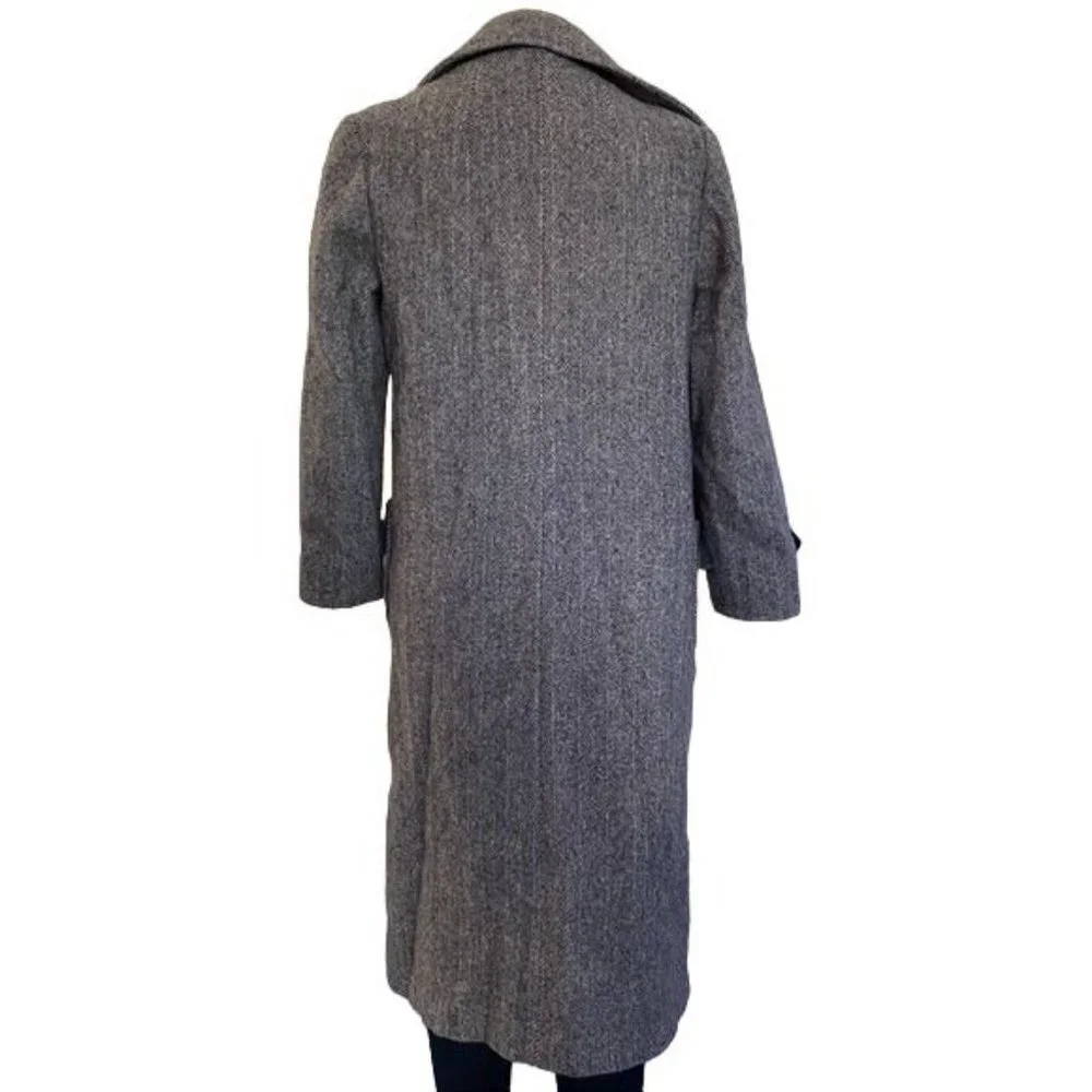 Vintage Charles Klein Wool Double Breasted Coat Grey With Red Scarf Women’s Sz L - Picture 10 of 13